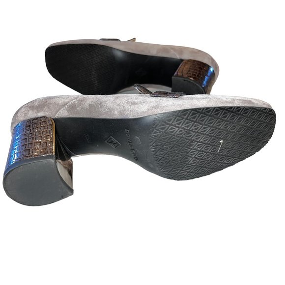 Like New DONALD J. PLINER Caresse Gray Taupe Suede Pump Buckle Loafers S… - Picture 4 of 10